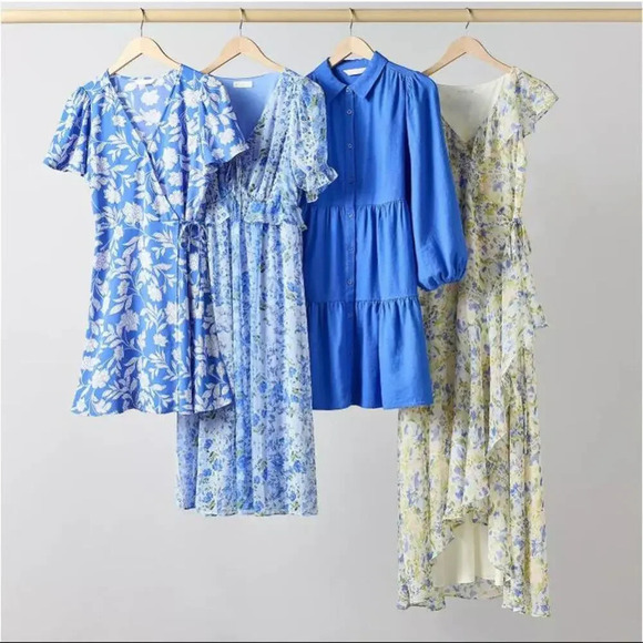 NWT LC Lauren Conrad Floral Print Pleated Empire Waist Chiffon V-Neck Midi Dress - Picture 16 of 16